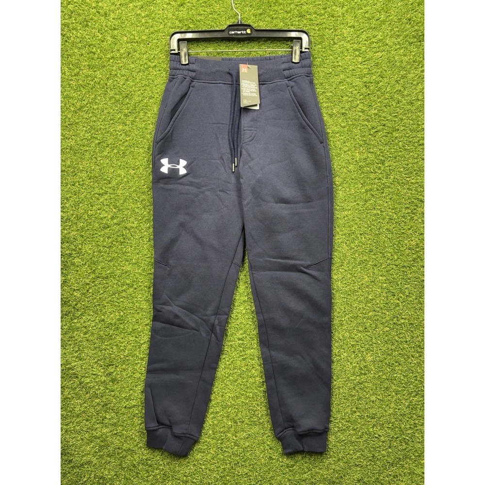 Under Armour UA Icon Fleece Sweatpants Mens Small Loose Fit Taper Navy Blue NWT